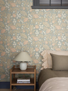 9177 Blomdansen Grey Blue Flowers Wallpaper by Boråstapeter - Roomshot