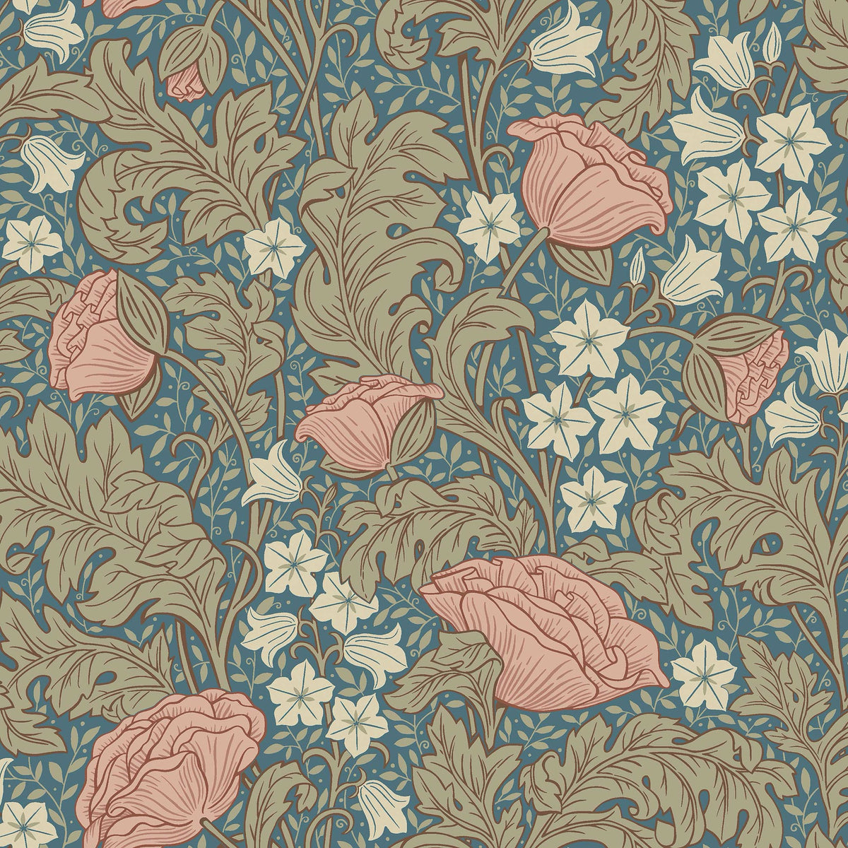 9179 Blomdansen Pink Blue Flowers Wallpaper by Boråstapeter - Flat
