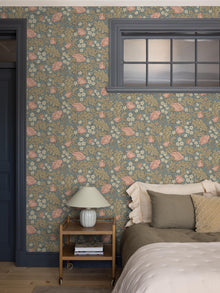 9179 Blomdansen Pink Blue Flowers Wallpaper by Boråstapeter - Roomshot