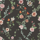 9182 Bouquet Flowers Black Multi Flowers Wallpaper by Boråstapeter - Flat