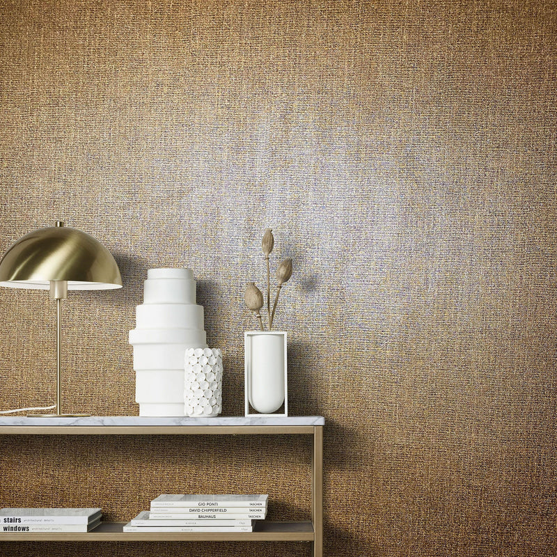 91929 Weave Natural Opulence Copper Wallpaper By Galerie