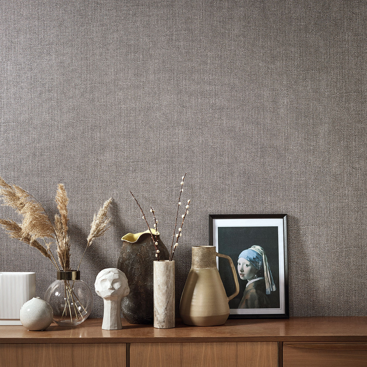 91930 Weave Natural Opulence Red Brown Wallpaper By Galerie