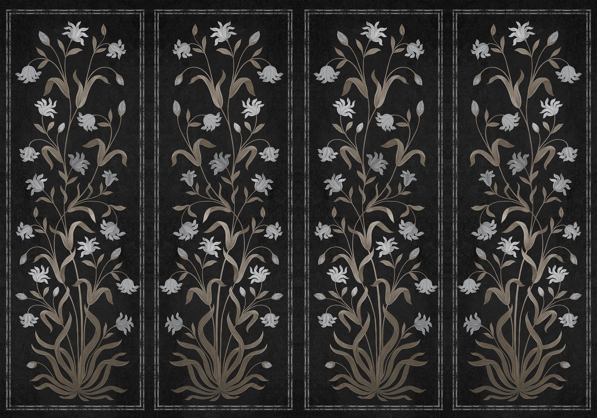9200043 Daffodil Black Wander Mural by Coordonné