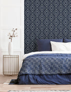 921402 Calico Trellis Navy Wallpaper By Arthouse