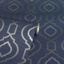 921402 Calico Trellis Navy Wallpaper By Arthouse