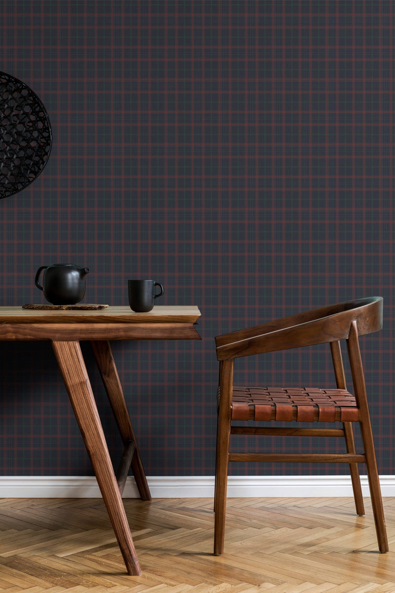 9400104 Check Cobalt Tartan Wallpaper by Coordonné