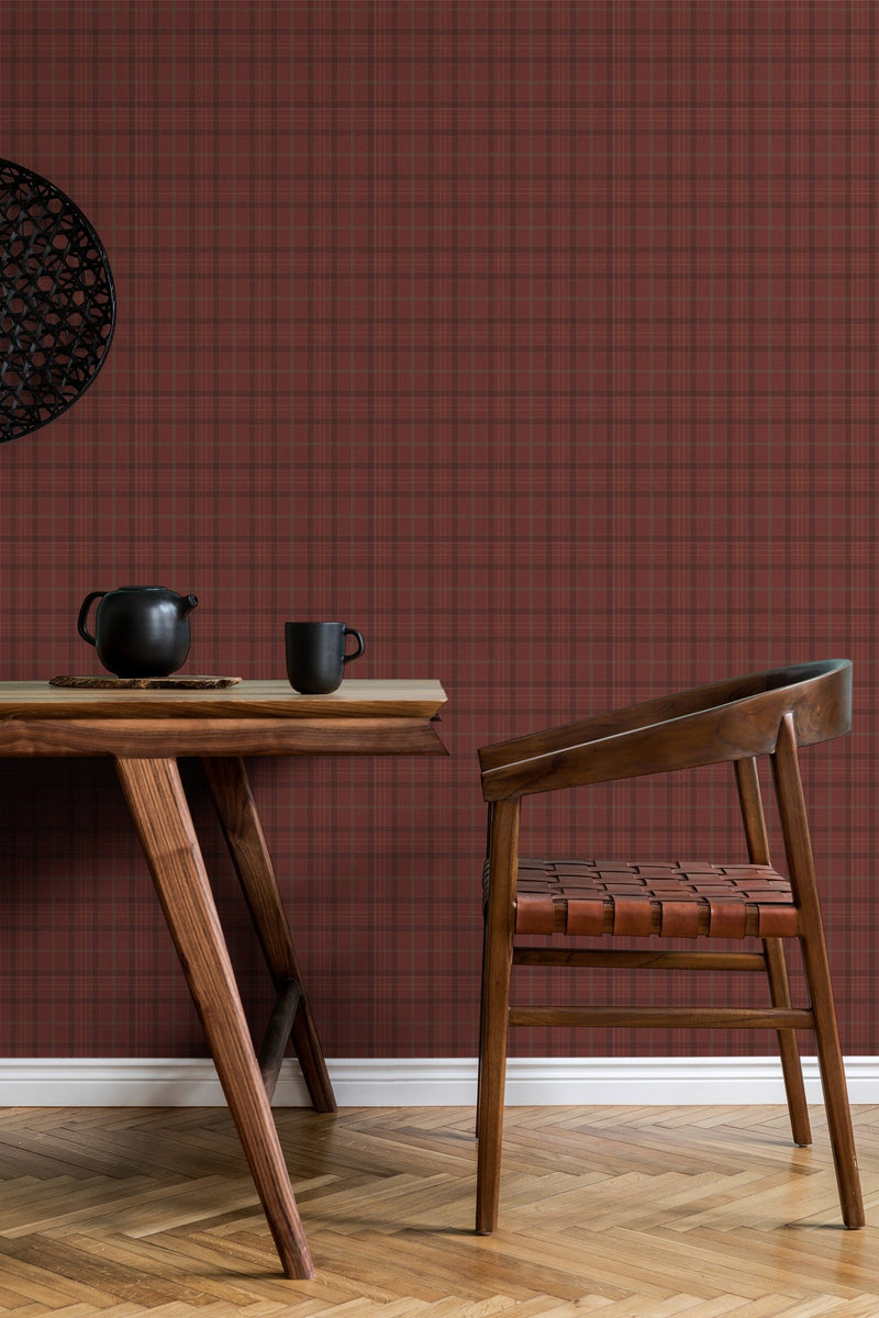 9400105 Check Burgundy Tartan Wallpaper by Coordonné