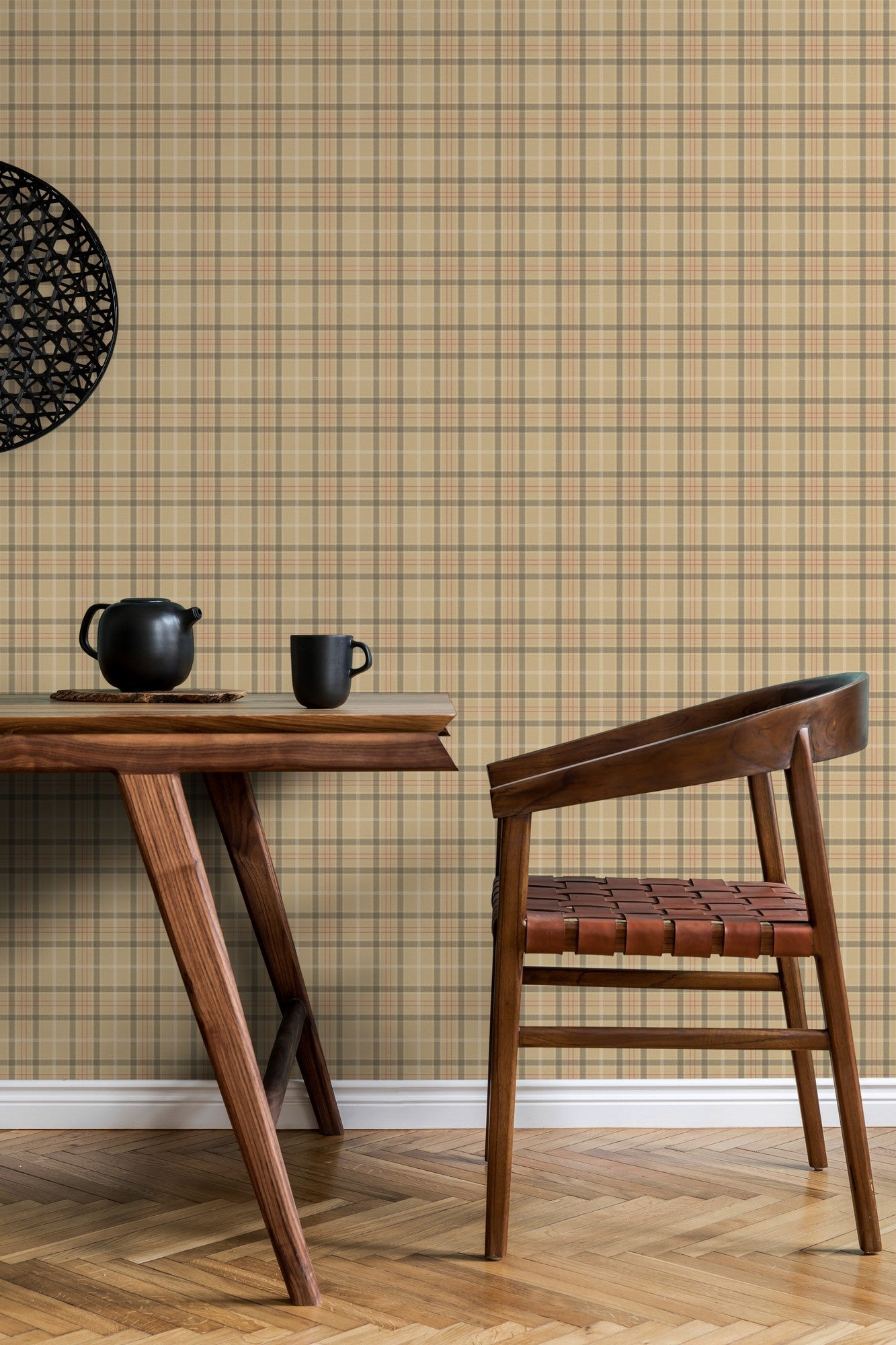 9400107 Check Camel Tartan Wallpaper by Coordonné