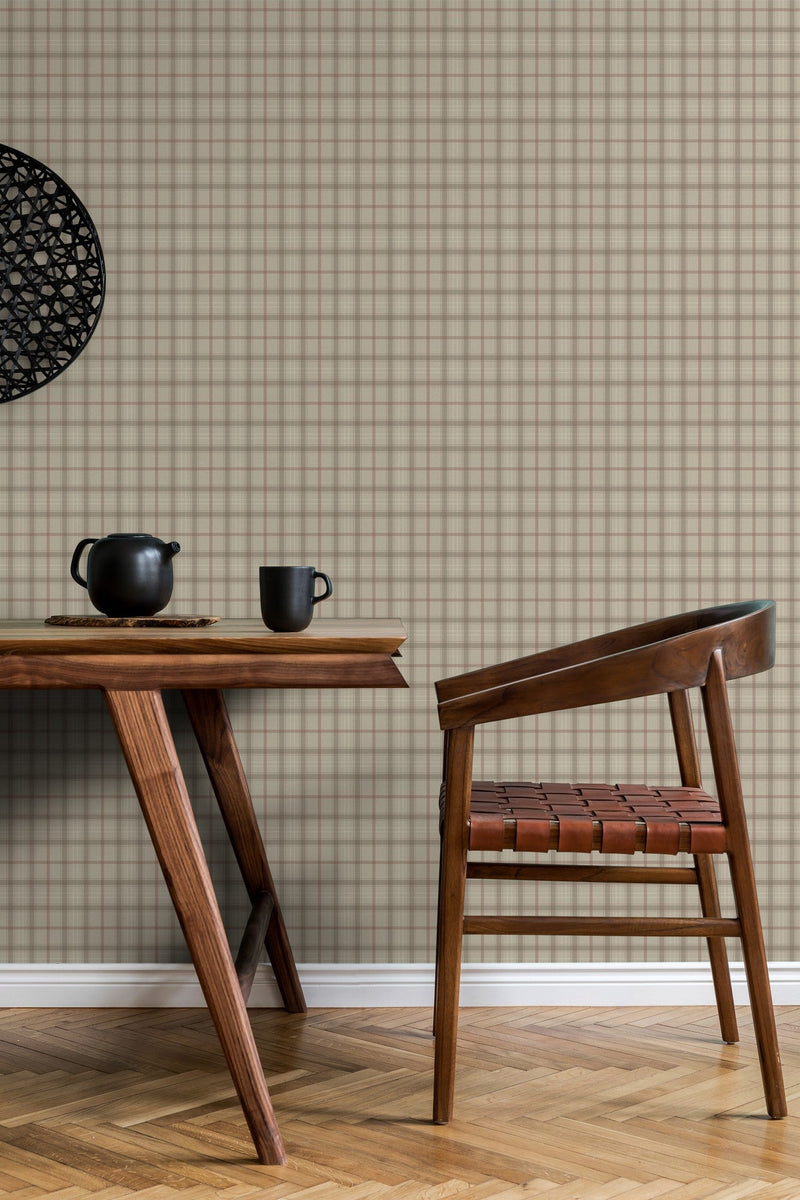 9400108 Check Stone Tartan Wallpaper by Coordonné