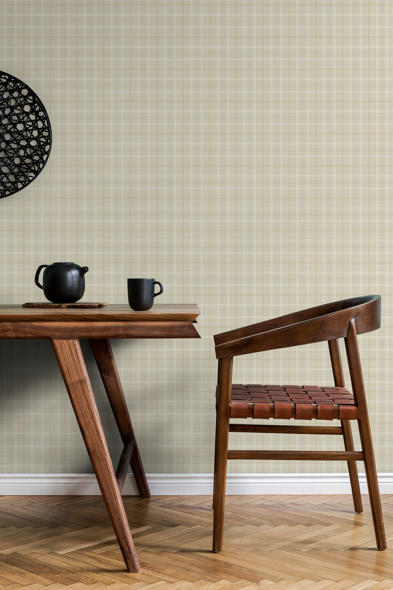9400112 Check Ivory Tartan Wallpaper by Coordonné