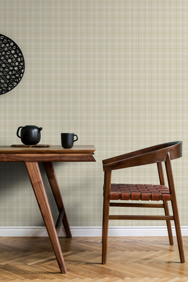 9400112 Check Ivory Tartan Wallpaper by Coordonné