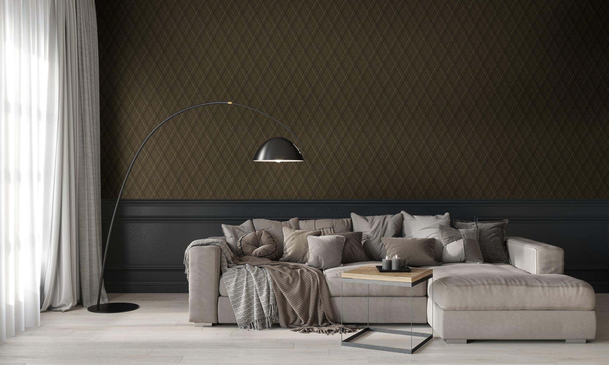 9400302 Necktie Toffee Tartan Wallpaper by Coordonné