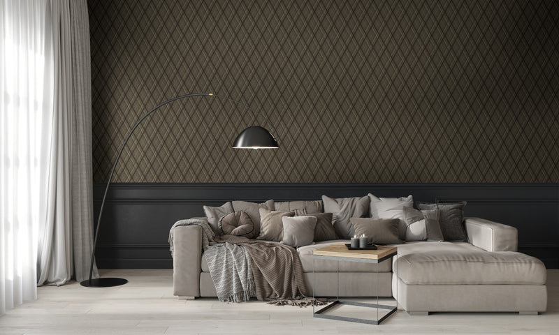 9400303 Necktie Leather Tartan Wallpaper by Coordonné