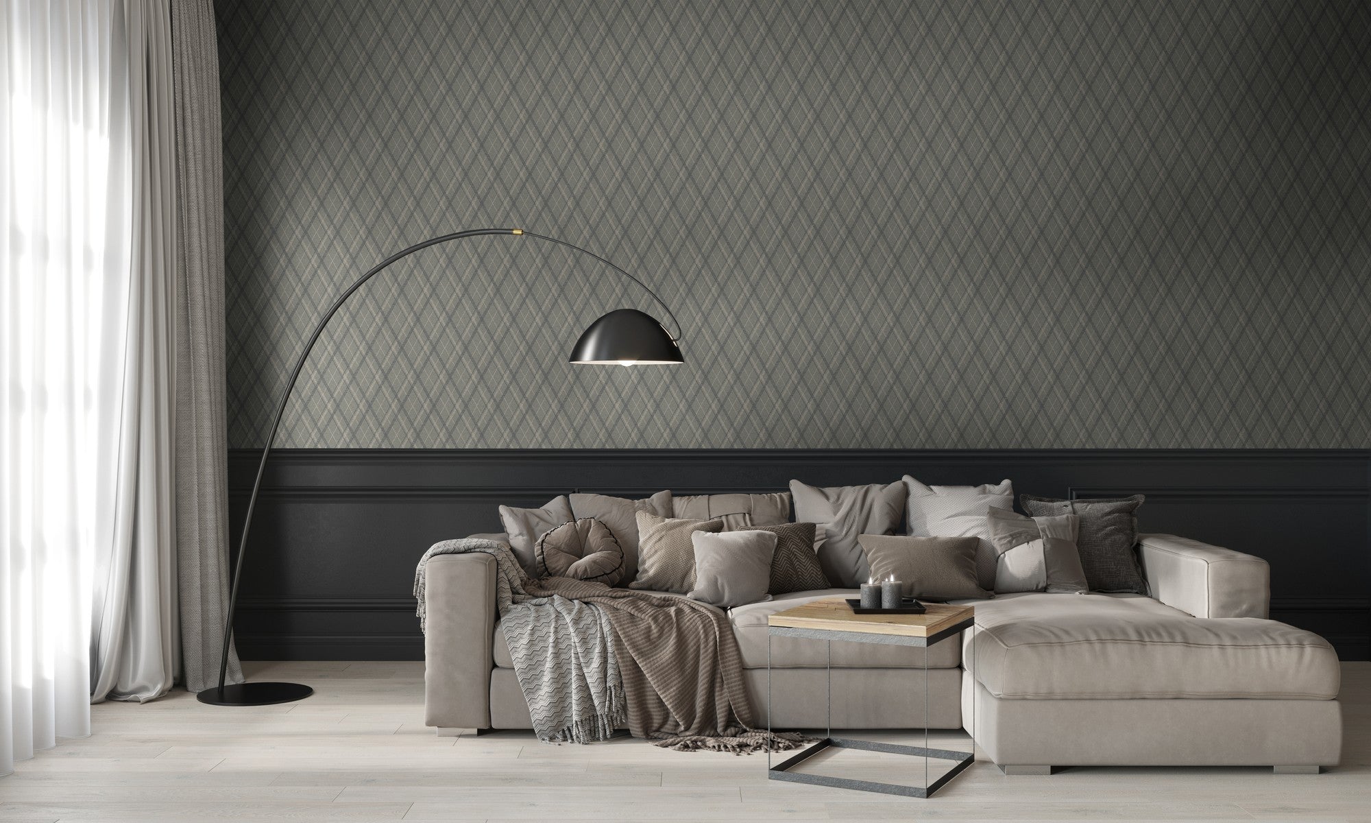 9400307 Necktie Steel Tartan Wallpaper by Coordonné