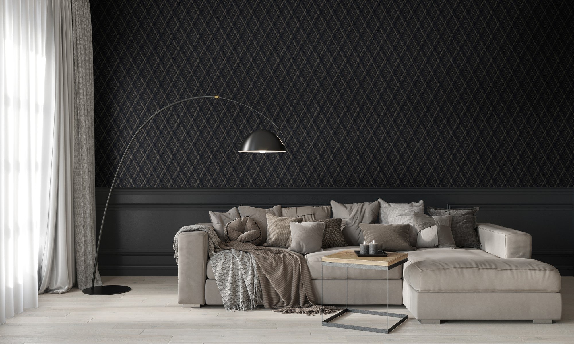 9400314 Necktie Black Tartan Wallpaper by Coordonné