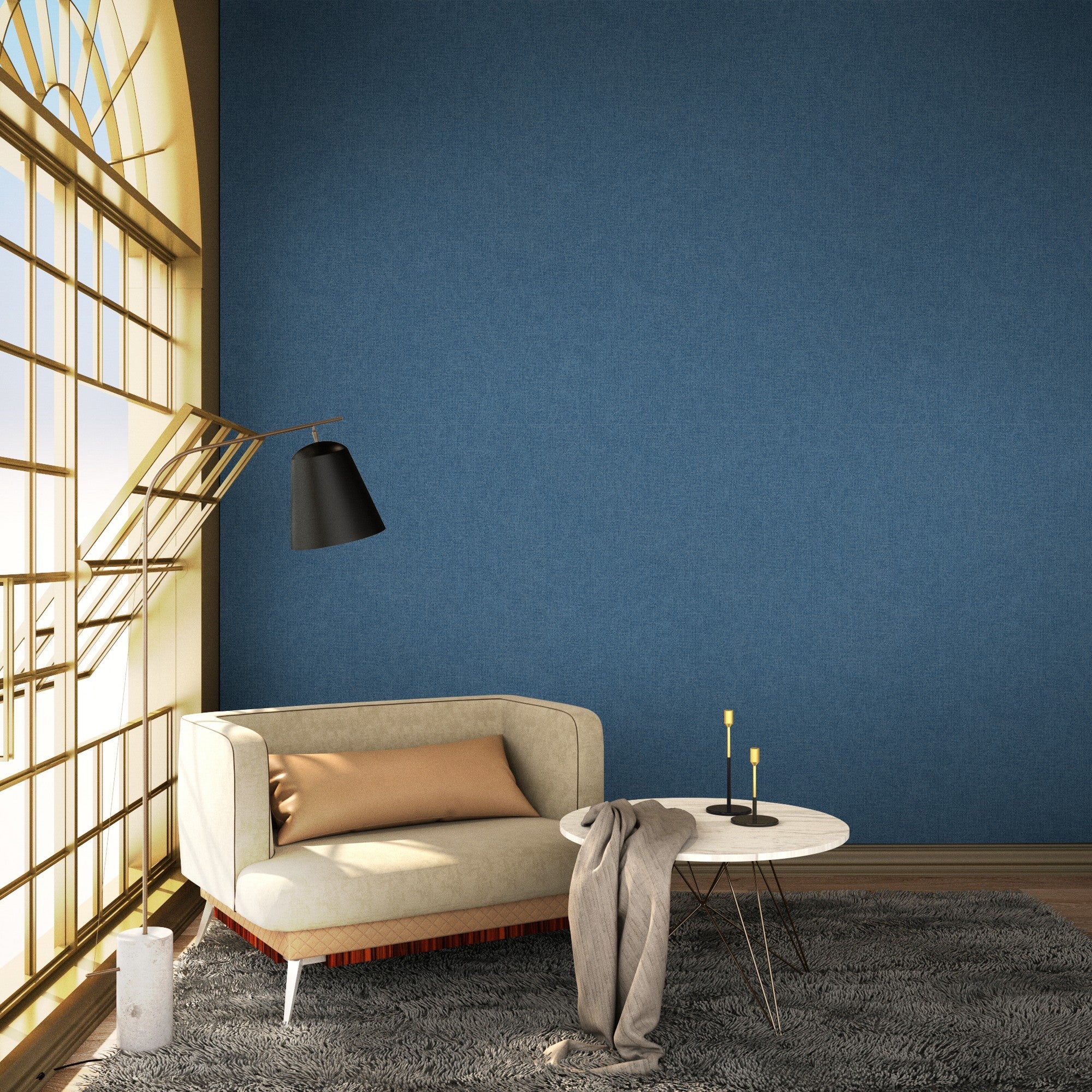 9400444 Blended Indigo Tartan Wallpaper by Coordonné