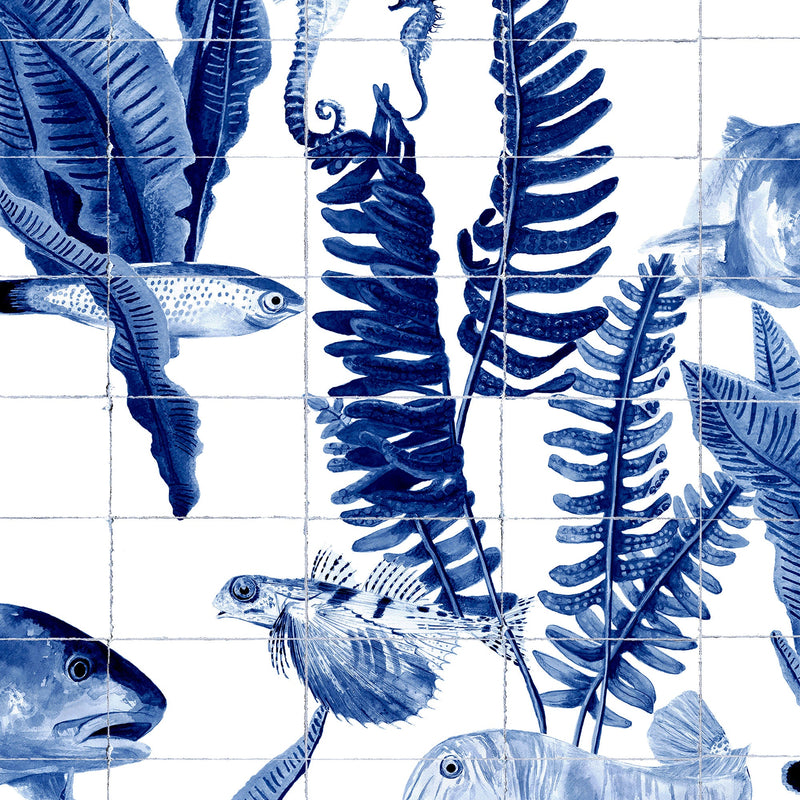 Bank of Fish Tiles Naturae Wallpaper by Coordonné