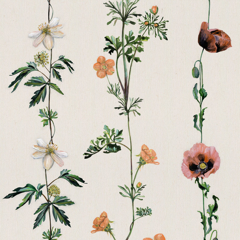Climbing Flowers Linen Naturae Wallpaper by Coordonné
