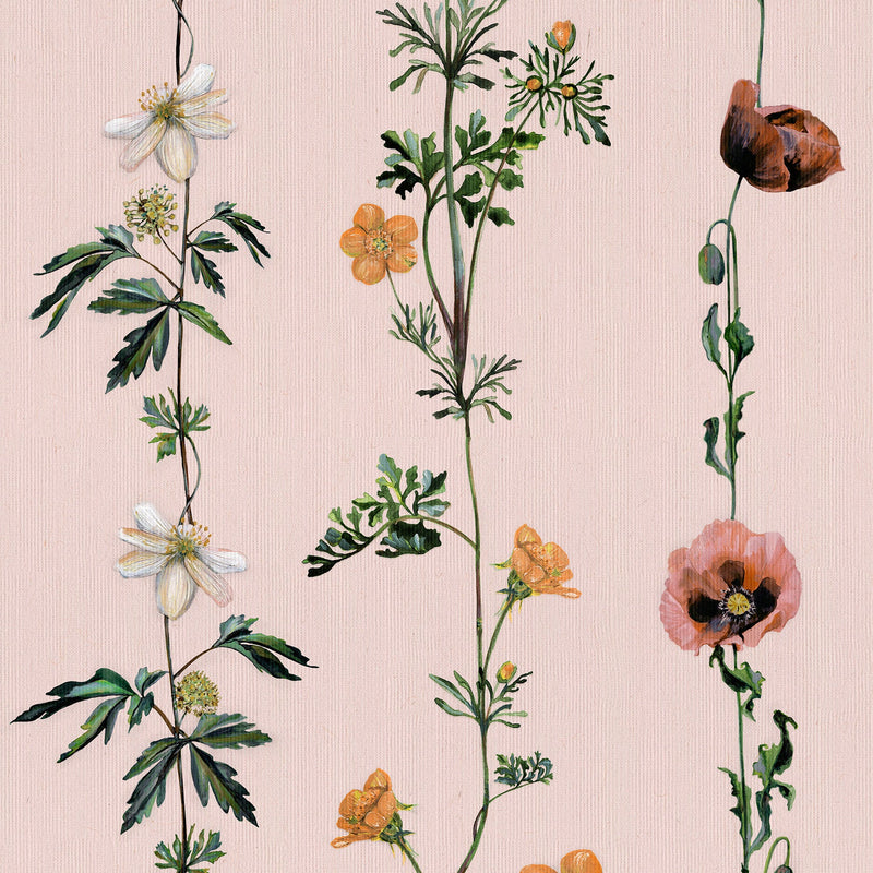 Climbing Flowers Pink Naturae Wallpaper by Coordonné