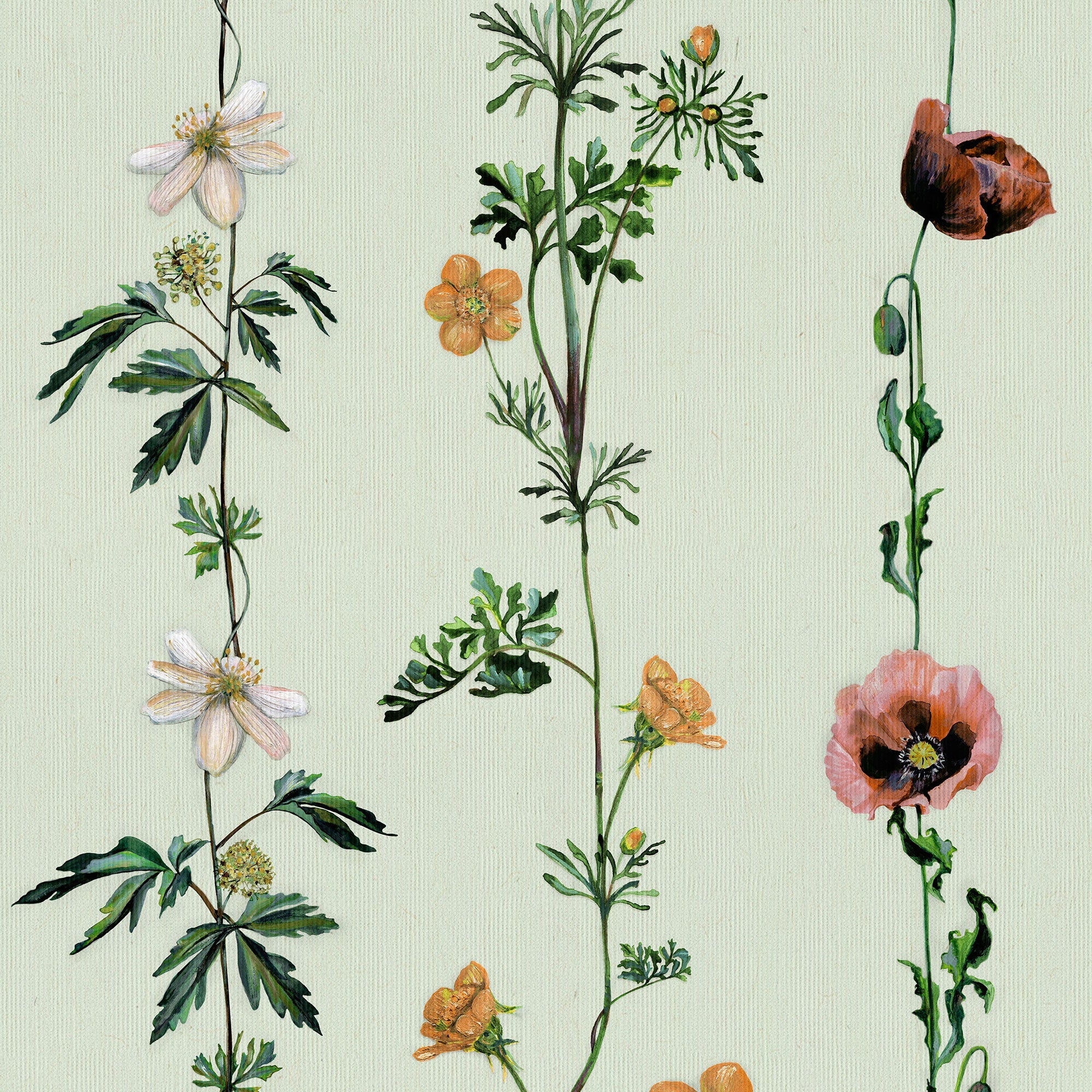 Climbing Flowers Melon Naturae Wallpaper by Coordonné
