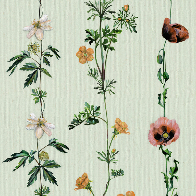 Climbing Flowers Melon Naturae Wallpaper by Coordonné