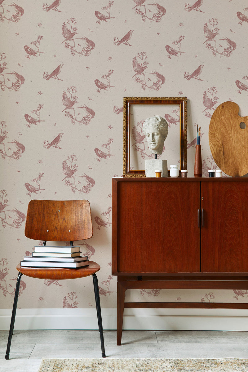 Sweet Birds Rose Naturae Wallpaper by Coordonné