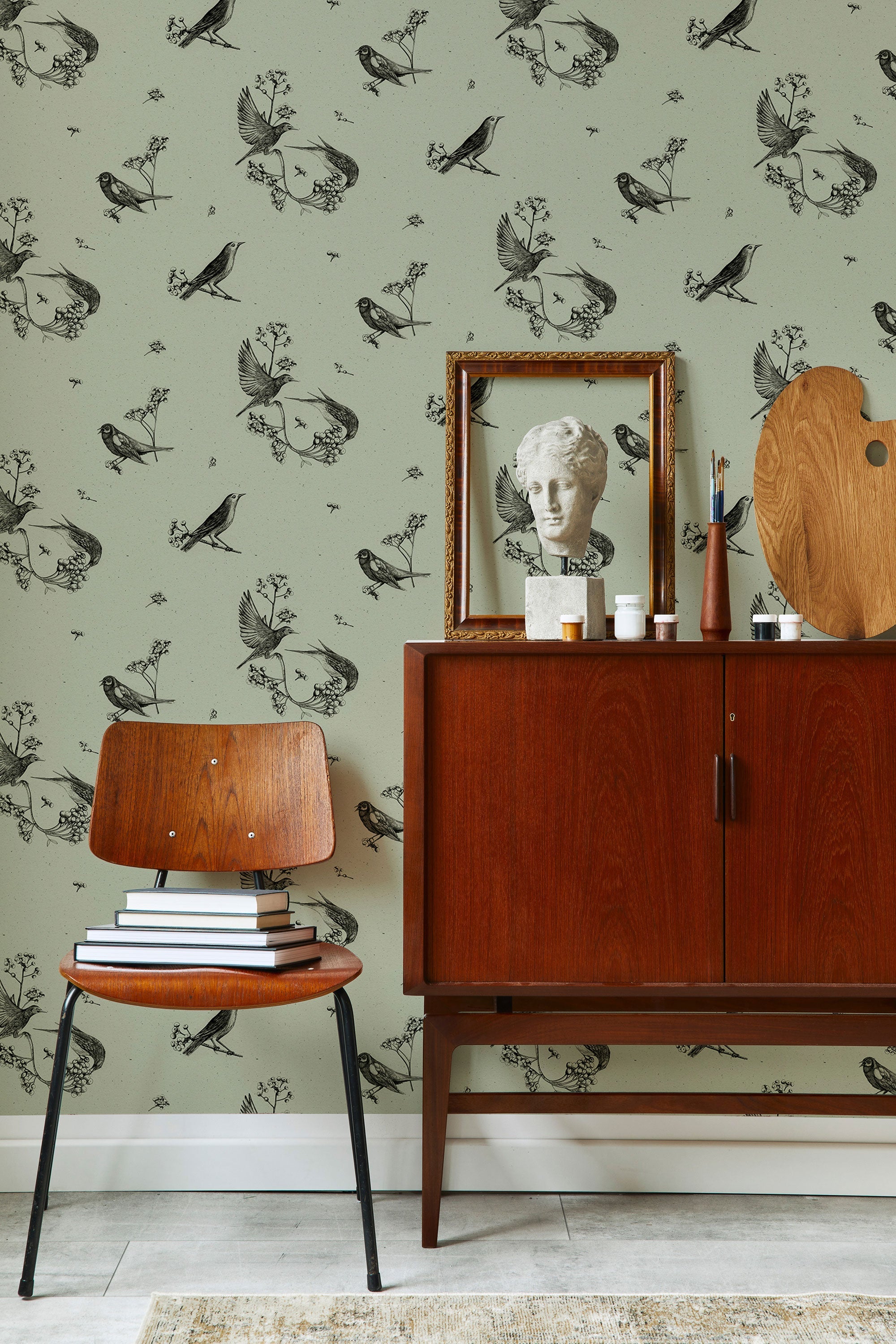 Sweet Birds Matcha Naturae Wallpaper by Coordonné