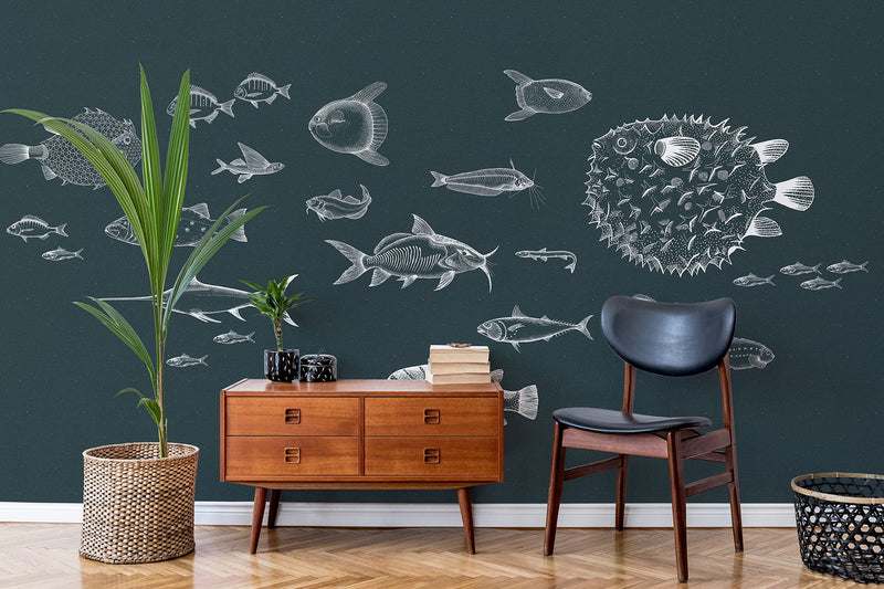 Sea Current Navy Naturae Mural by Coordonné (400x280cm)