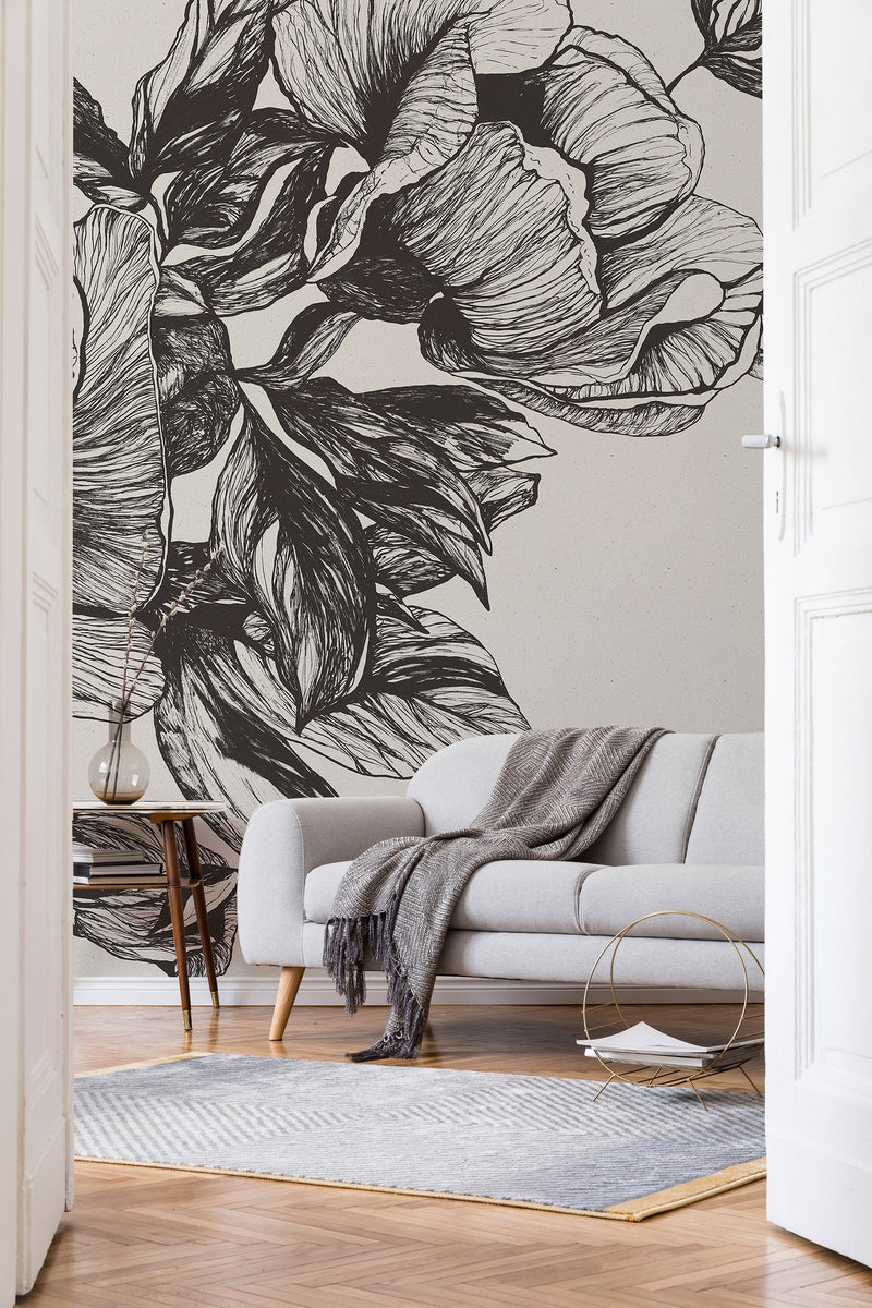 Giant Peonies Ink Naturae Mural by Coordonné (400x280cm)