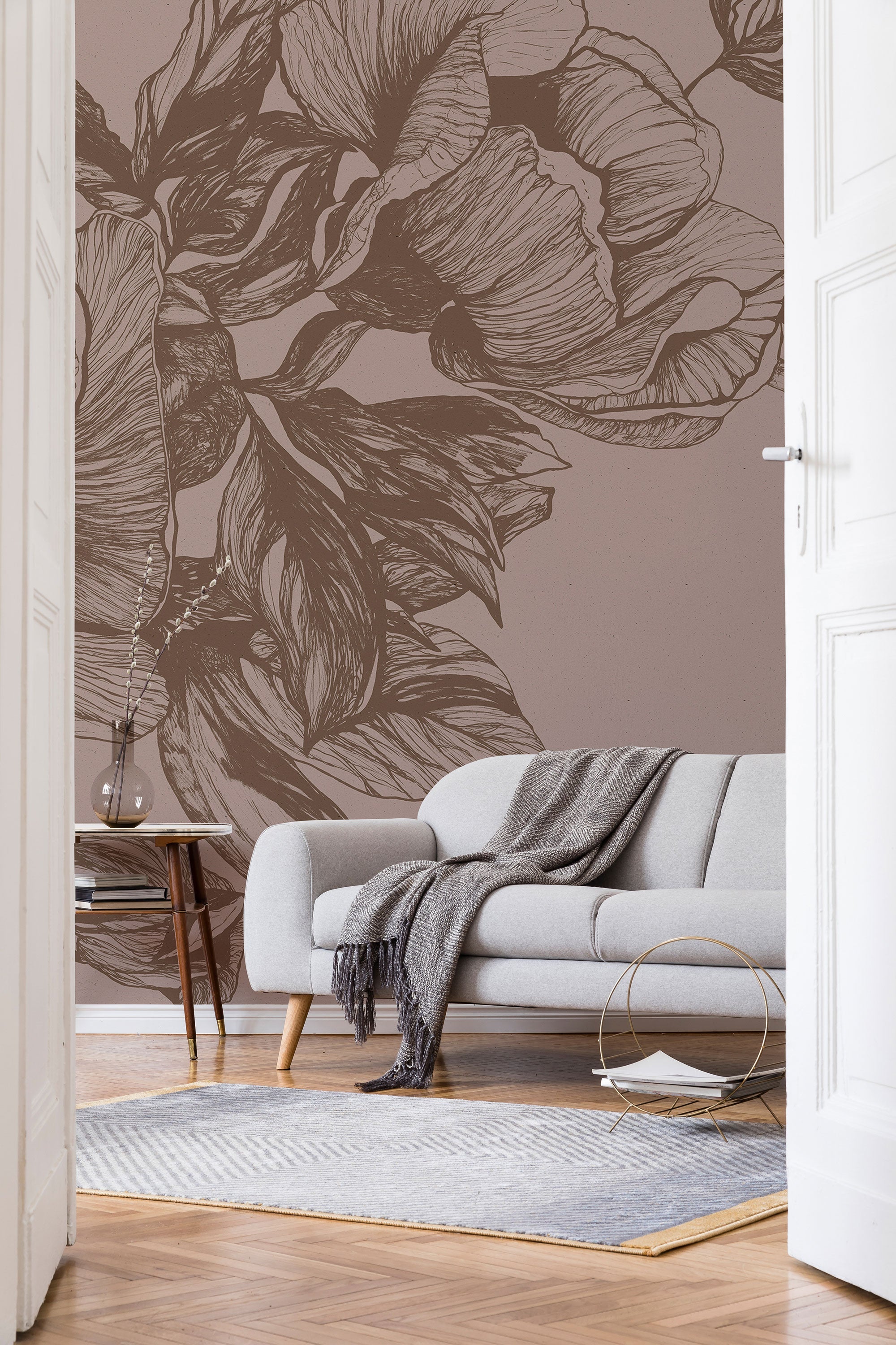 Giant Peonies Cacao Naturae Mural by Coordonné (400x280cm)