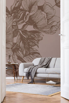 Giant Peonies Cacao Naturae Mural by Coordonné (400x280cm)