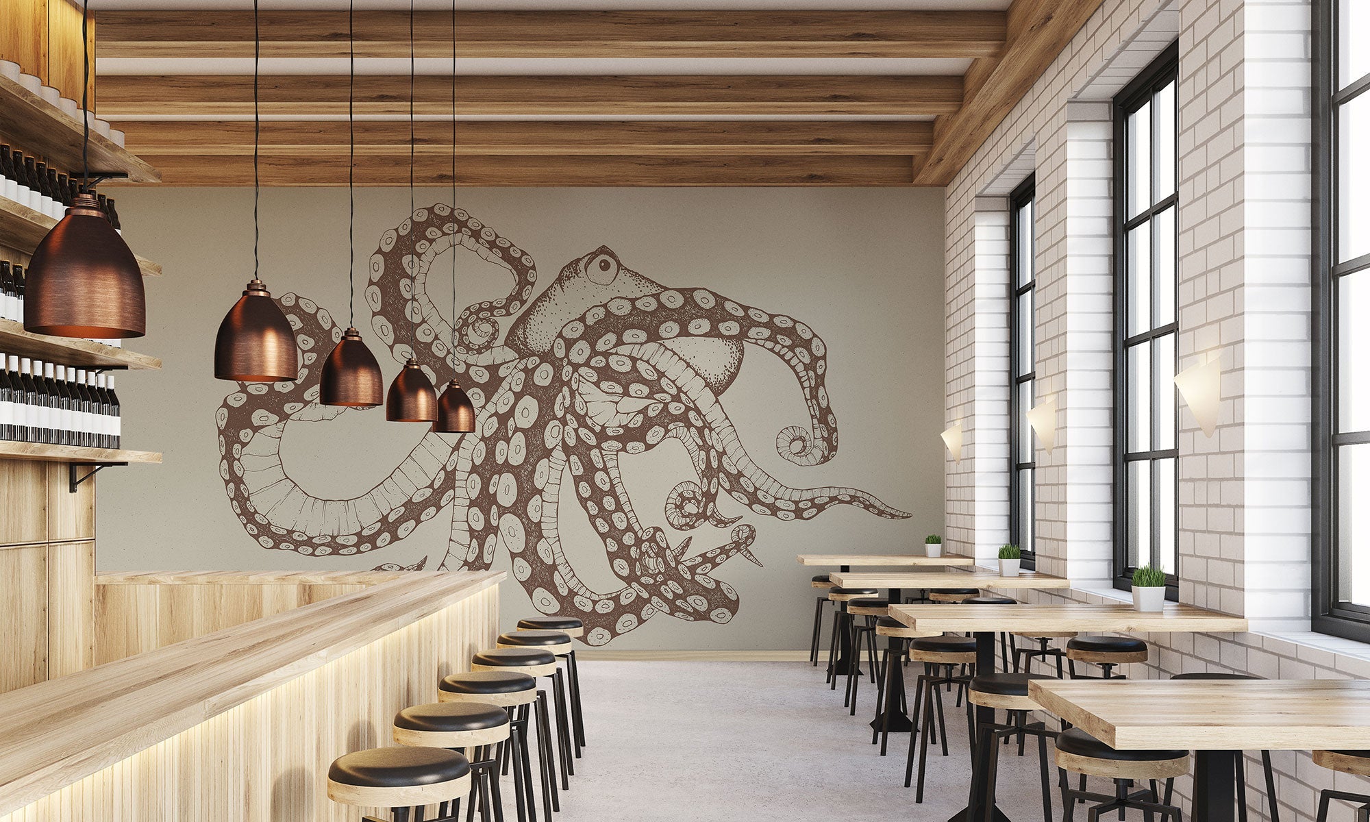Octopus X-Ray Papirus Naturae Mural by Coordonné (400x280cm)