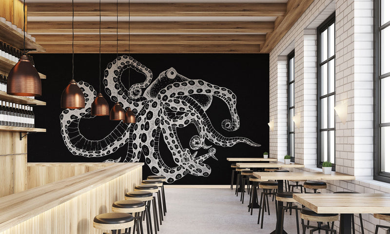 Octopus X-Ray Black Naturae Mural by Coordonné (400x280cm)