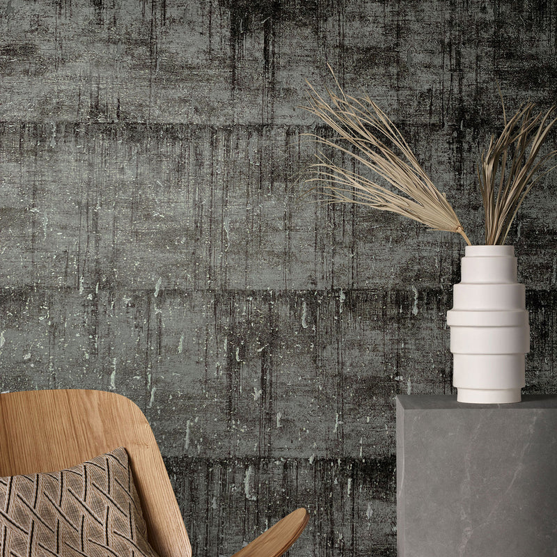 95025 Aged Concrete Natural Opulence Black Wallpaper By Galerie