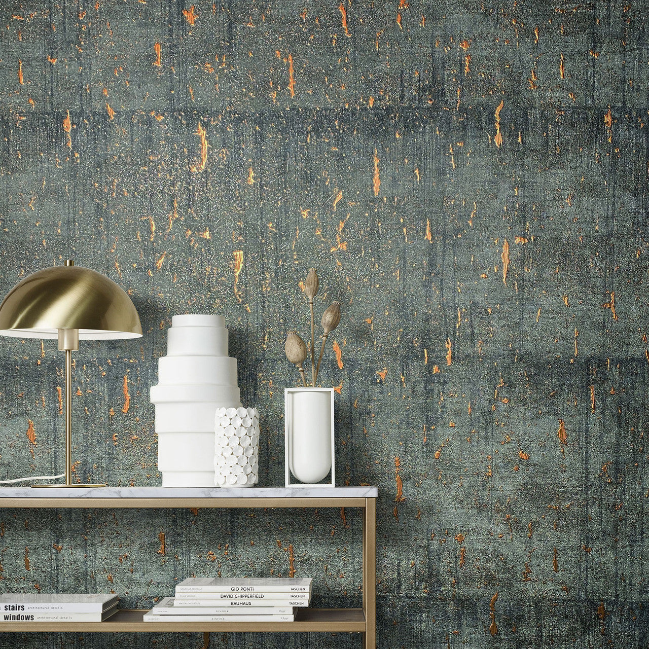 95026 Aged Concrete Natural Opulence Anthracite Wallpaper By Galerie