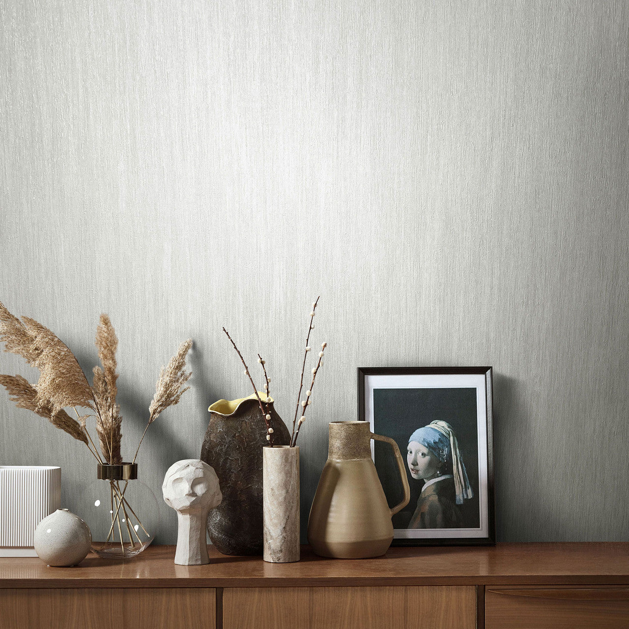 95030 Slub Natural Opulence White Wallpaper By Galerie