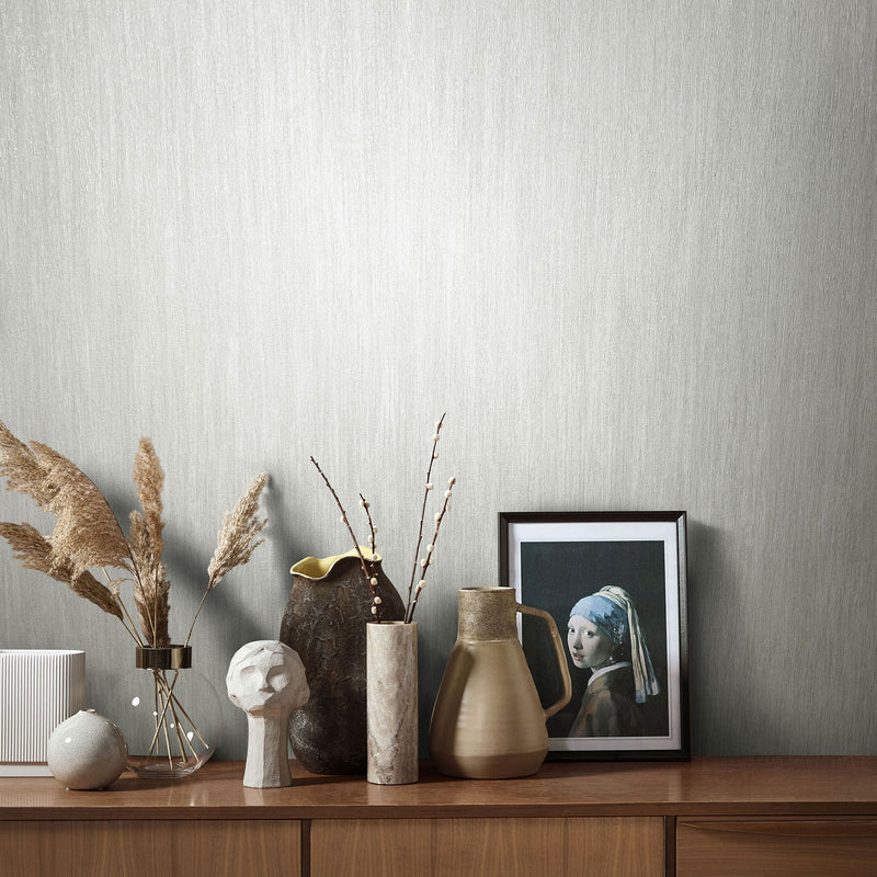 95030 Slub Natural Opulence White Wallpaper By Galerie