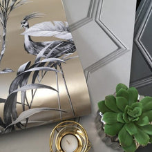 9505 Azzurra Leaf Charcoal Gold Wallpaper by Belgravia