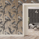 9505 Azzurra Leaf Charcoal Gold Wallpaper by Belgravia