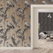9505 Azzurra Leaf Charcoal Gold Wallpaper by Belgravia