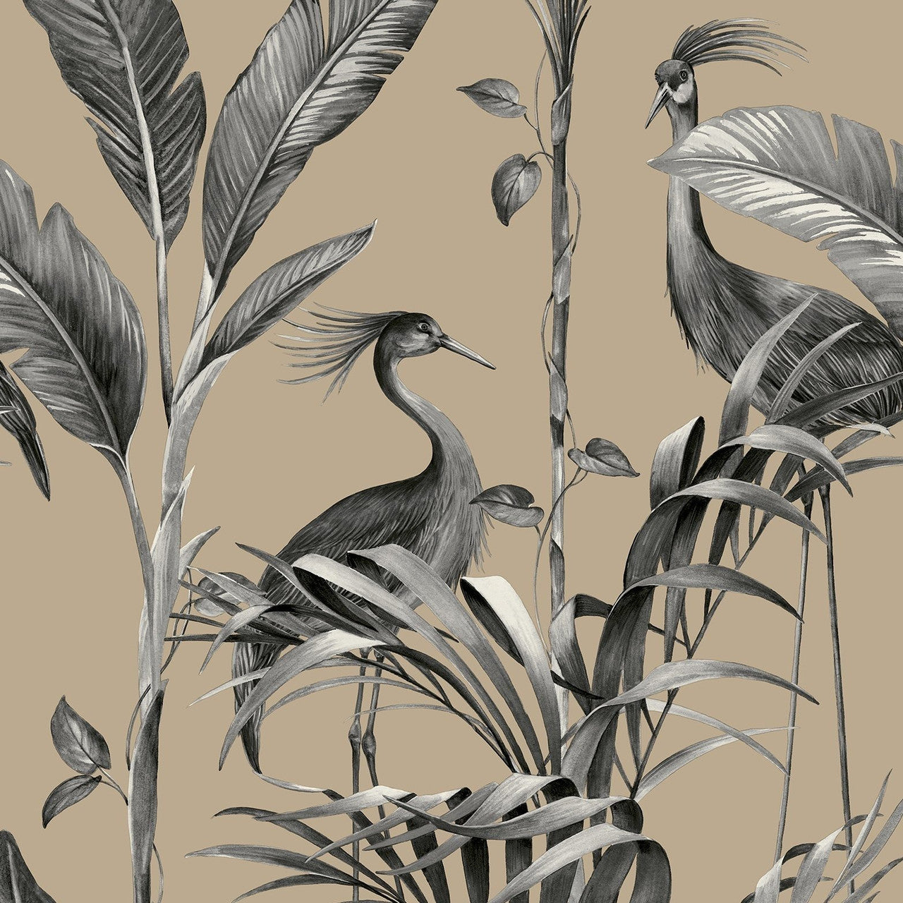 9505 Azzurra Leaf Charcoal Gold Wallpaper by Belgravia