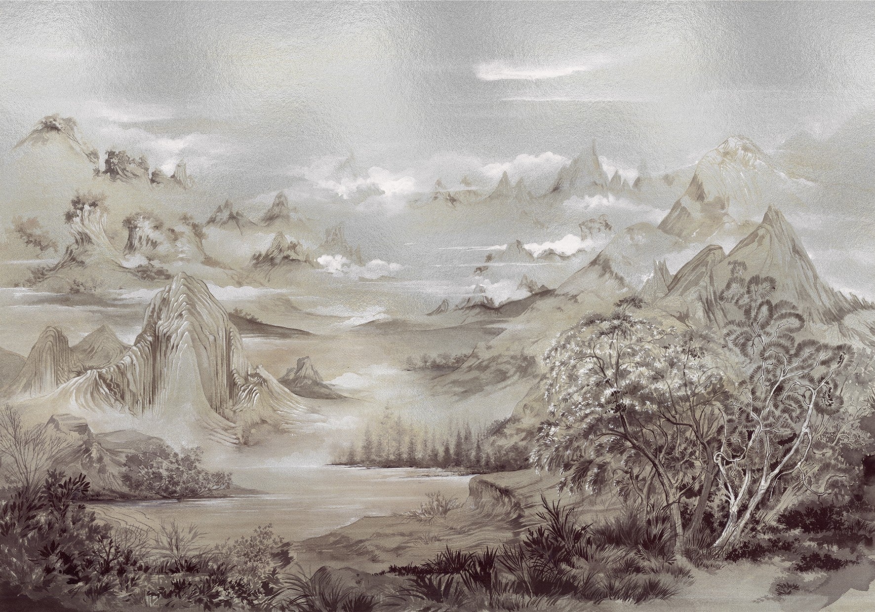 9600031 Silver Random Metallics Mural by Coordonné