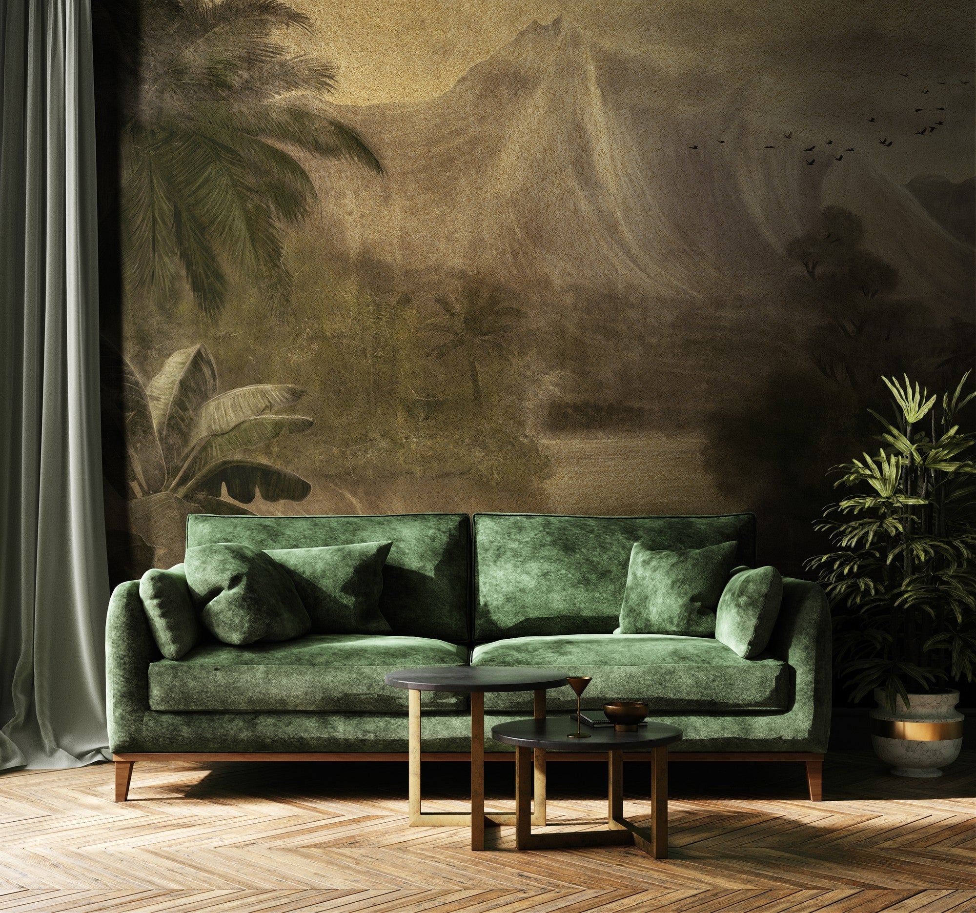 9600080 Kodo Gold Random Metallics Mural by Coordonné