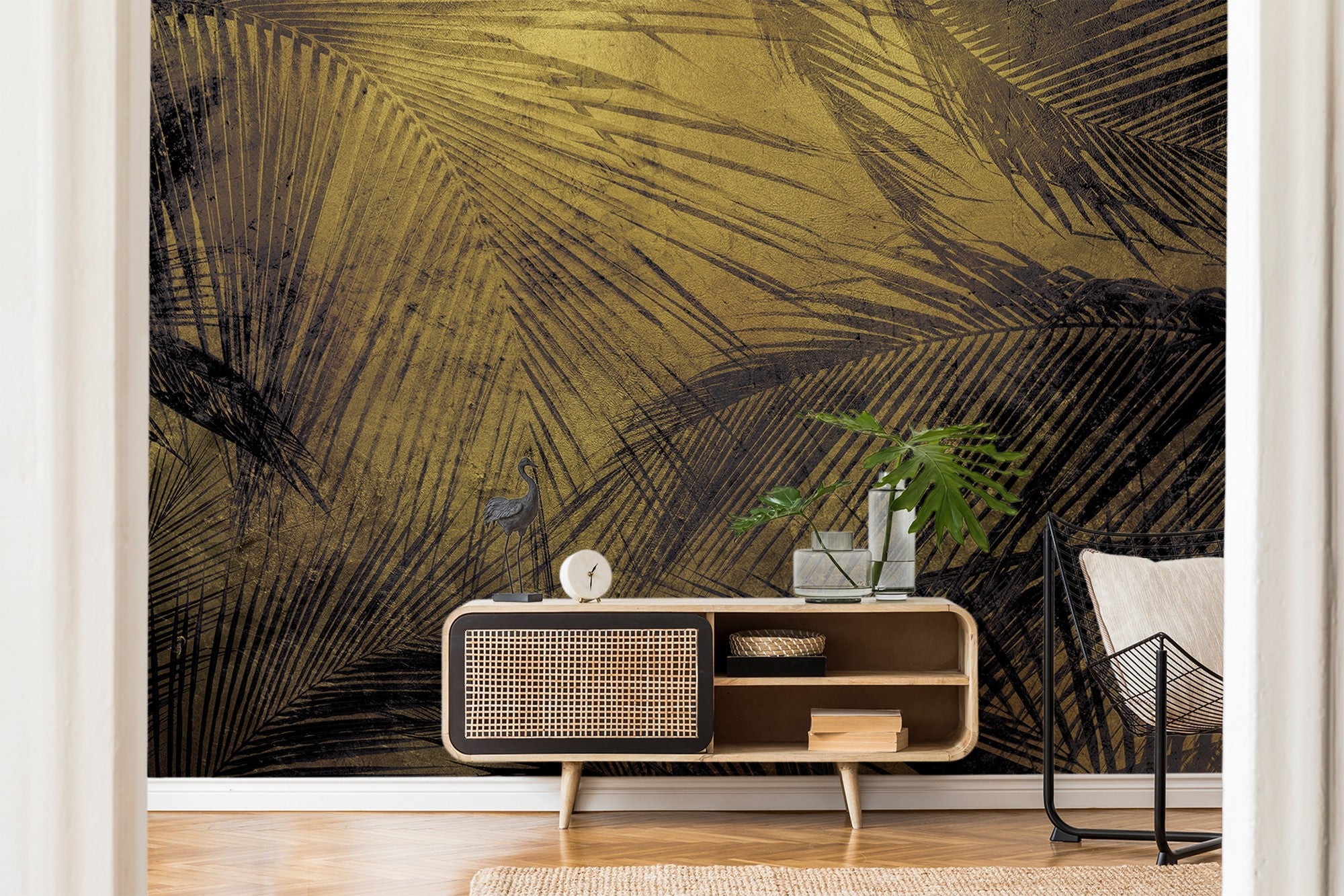 9600600 Palms Extra Gold Random Metallics Mural by Coordonné