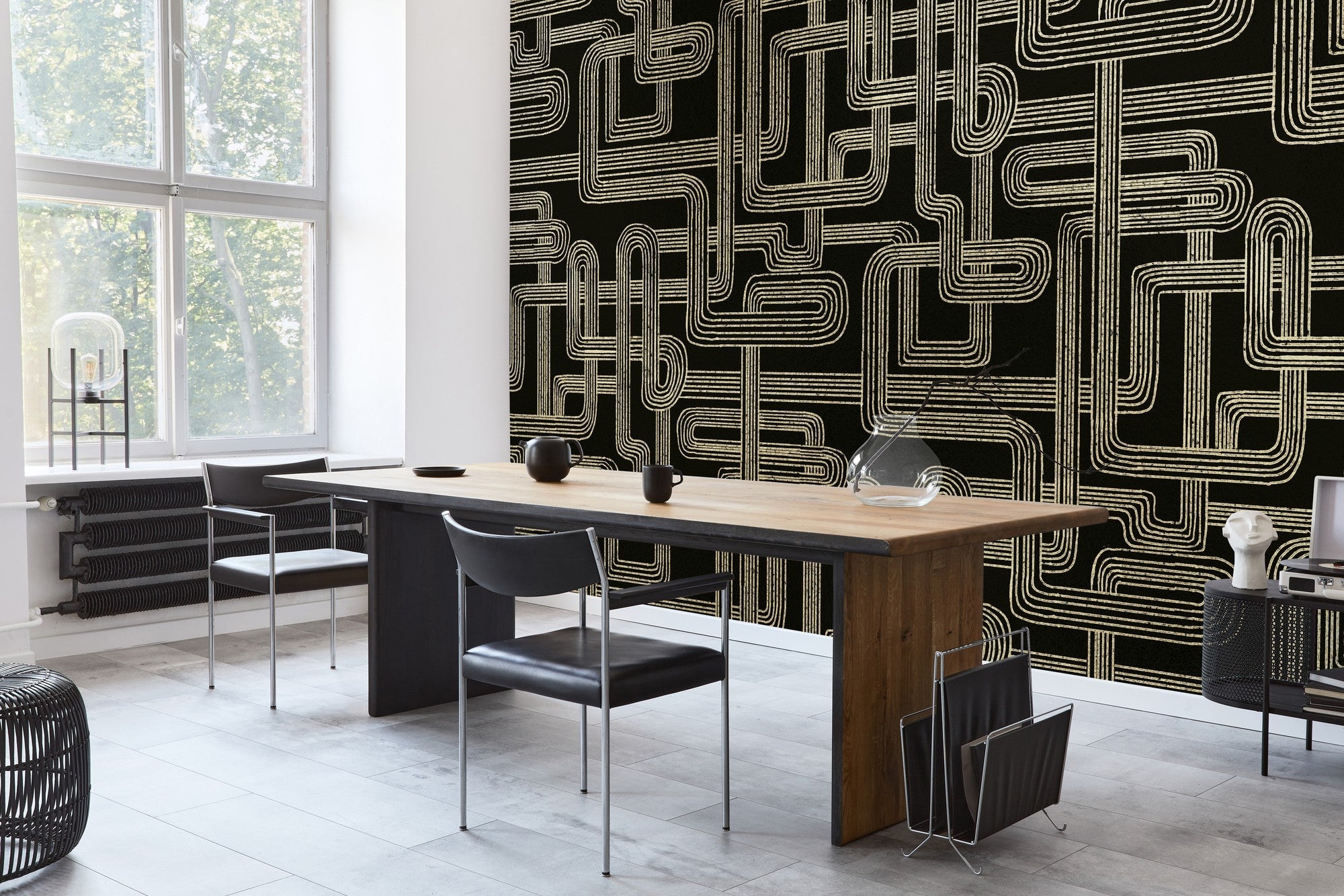 9600803 Black Random Metallics Mural by Coordonné