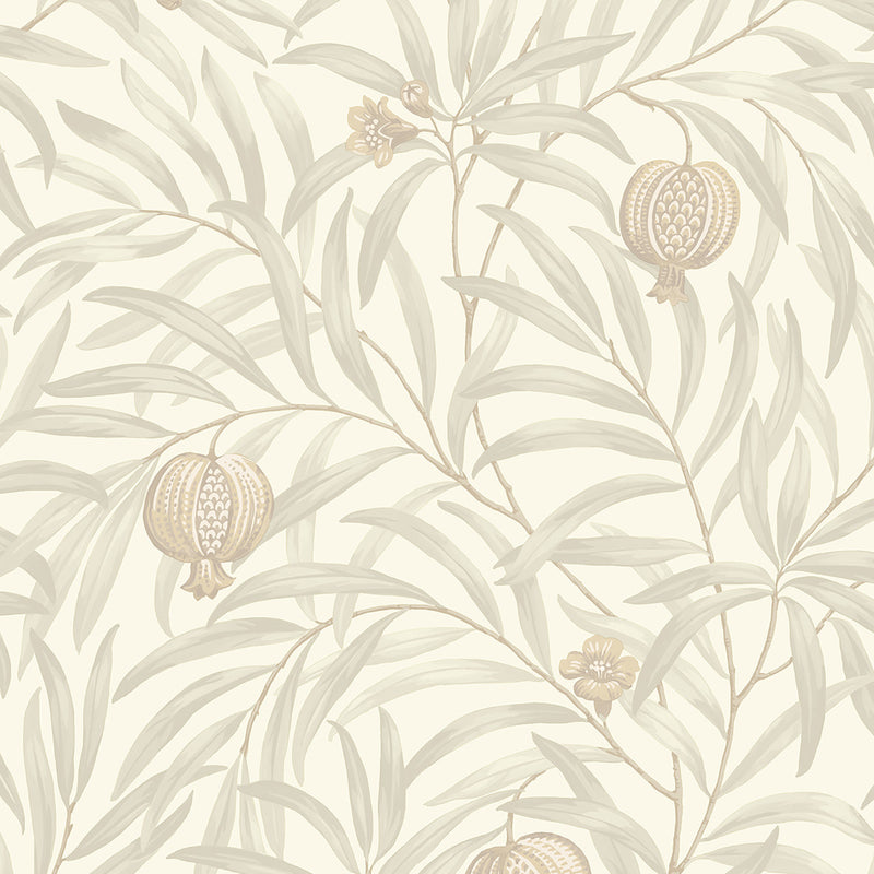 9610 Pomegranate Leaf Cream White Wallpaper by Belgravia