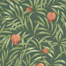 9613 Pomegranate Leaf Green Orange Wallpaper by Belgravia