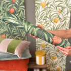 9613 Pomegranate Leaf Green Orange Wallpaper by Belgravia