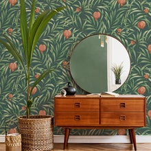 9613 Pomegranate Leaf Green Orange Wallpaper by Belgravia