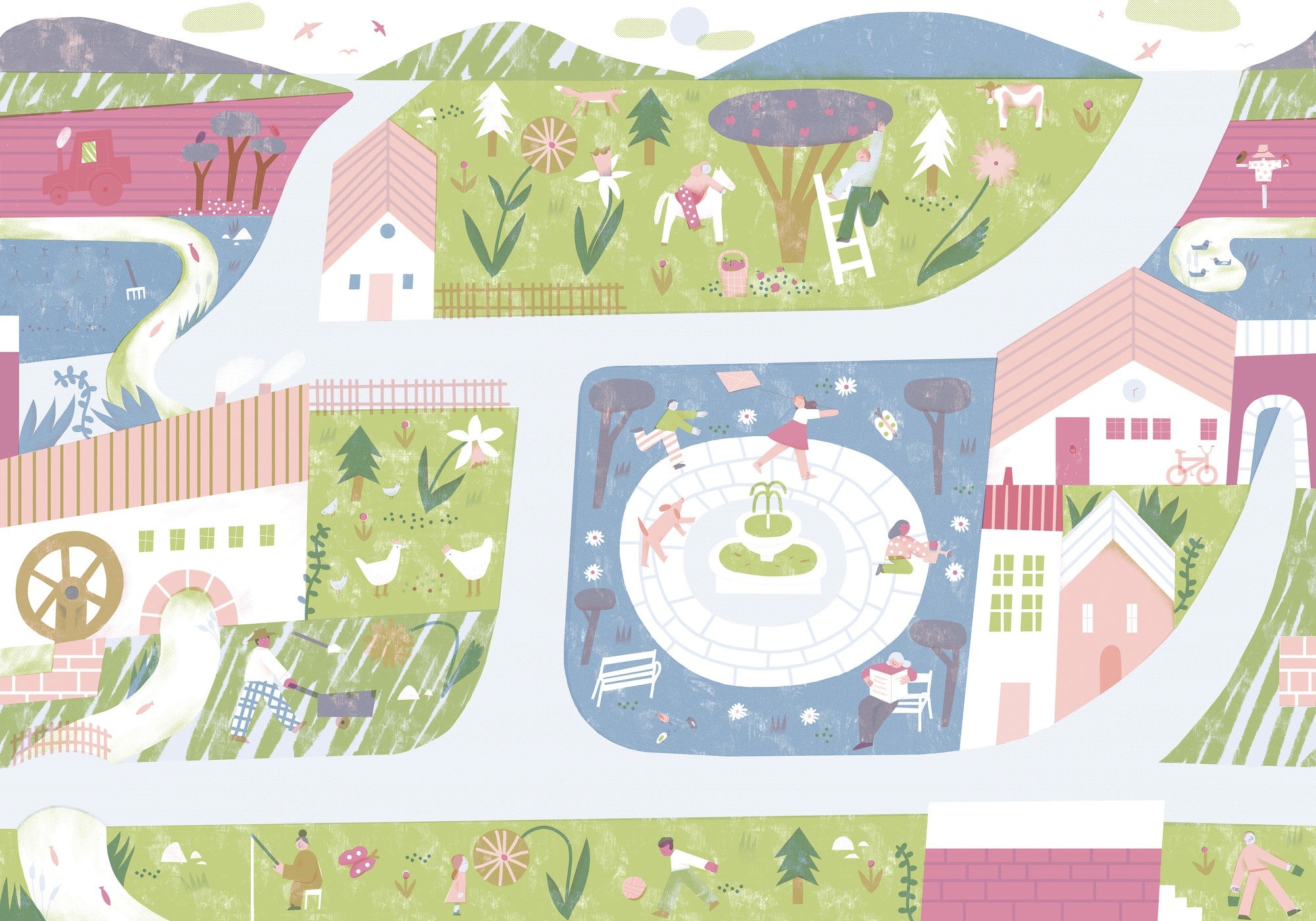 9700002 Country Joy Cotton Random Kids Mural by Coordonné